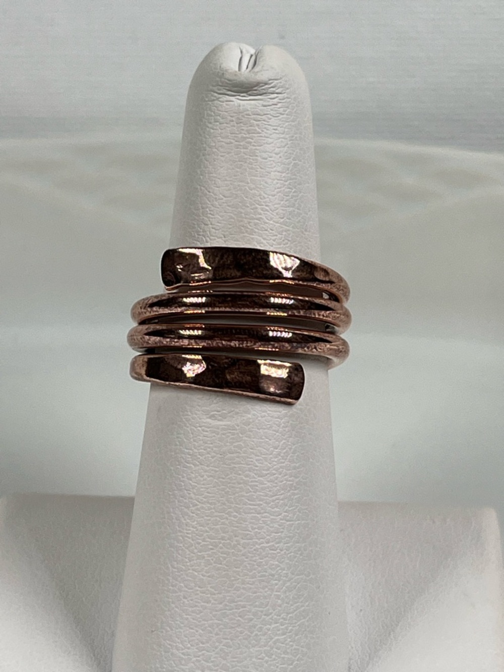 Solid Copper Coiled Band Ring Textured Hammered Finish Size 6 - Picture 7 of 7